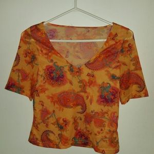 Gauzey v-neck paisley top